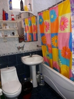 Ванная комната: душ, горячая/холодная вода, стиральная машина, унитаз